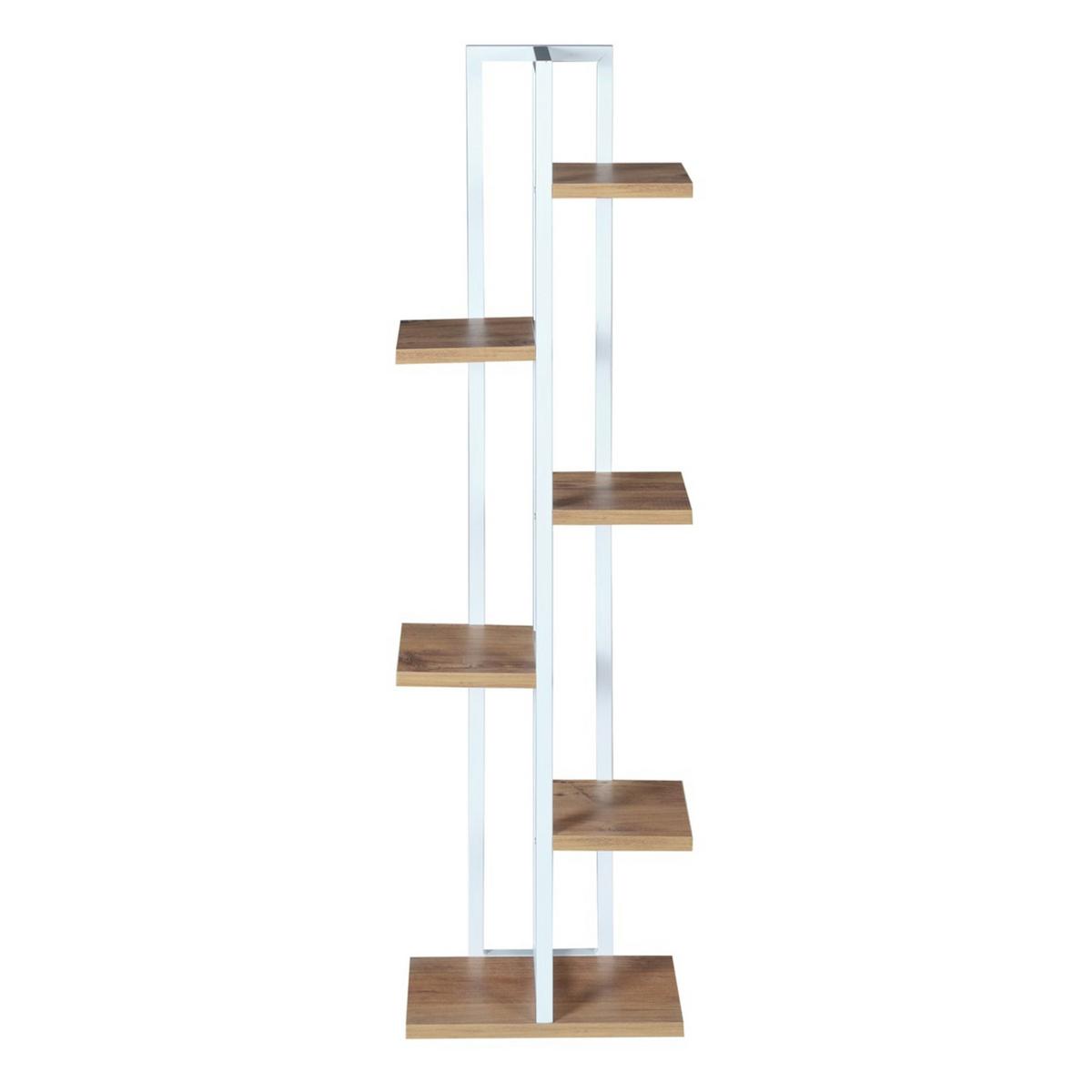 PFLANZENREGAL Tohmajärvi - Walnussfarben/Weiß, Holzwerkstoff/Metall (34/120/21cm) - [en.casa]