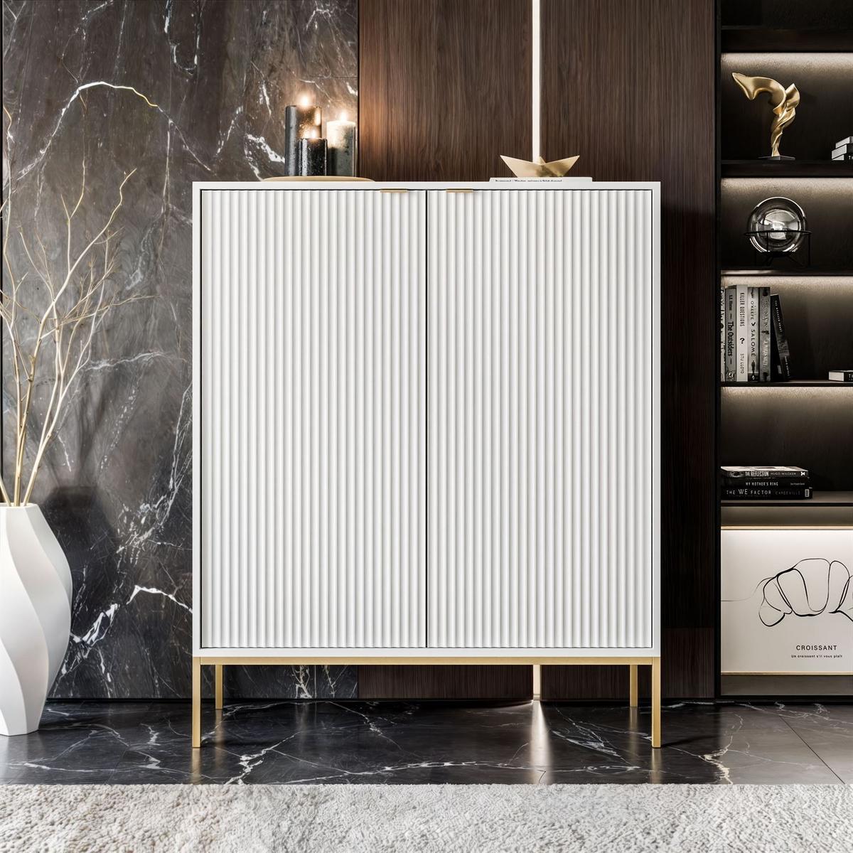 HIGHBOARD CORTADO GOLD K104 ZWEIFLUEGELIG WEISS - Weiß, Holzwerkstoff (104/125/39cm) - Lookway