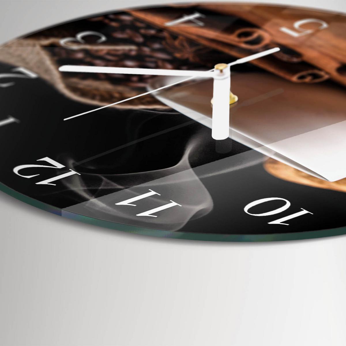 WANDUHR aus Glas Ø30 cm - Kaffee - Braun, Glas (30/30/0.4cm) - TULUP