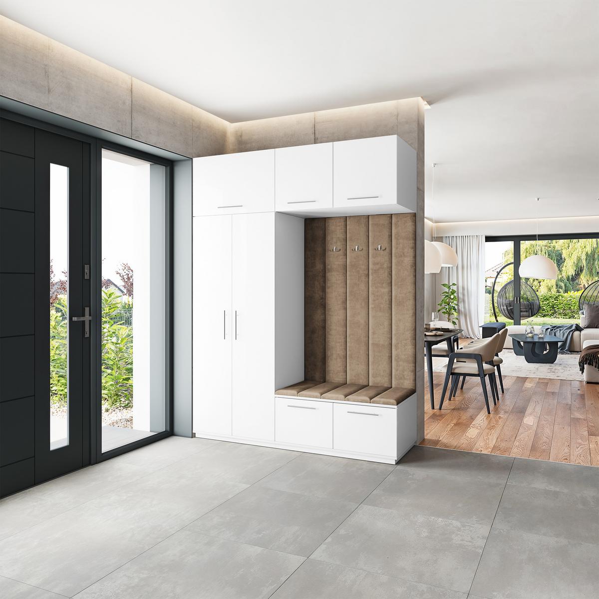 GARDEROBENSCHRANK REMA 180/240/60 cm Modern Garderobe-Set Weiß - Weiß/Mokka, Holzwerkstoff (180/240/60cm) - MASSENO