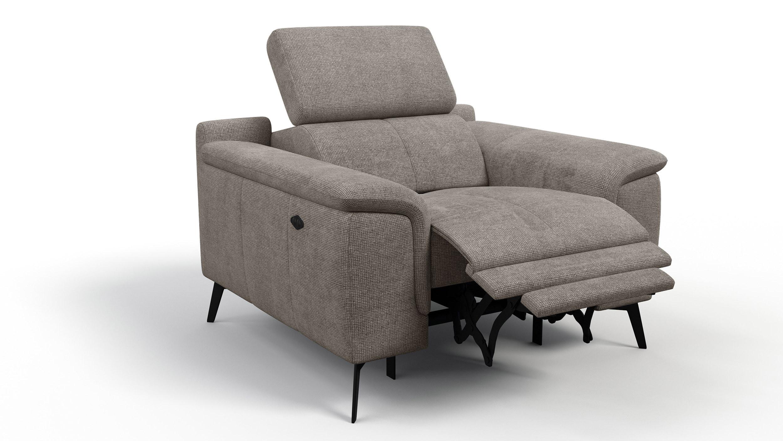SESSEL FIERO mit Relaxfunktion, taupe - Taupe/Schwarz, Holzwerkstoff/Textil (114/82/103cm) - Wozimo