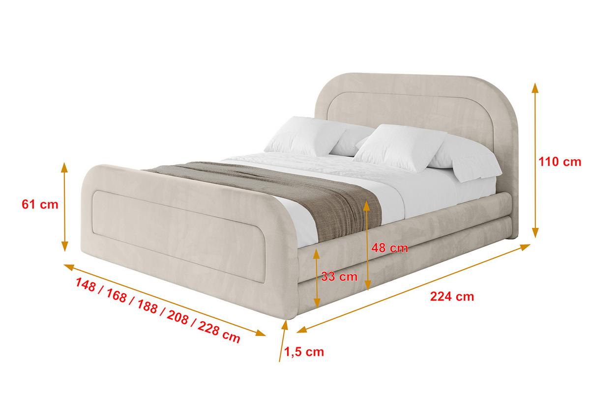 POLSTERBETT mit Bettkasten, Fußteil und Lattenrost, Boxbett ohne Matratze - LERIS-Z 180x200 Beige - Beige, Holzwerkstoff/Textil (180/200cm) - ALTDECOR