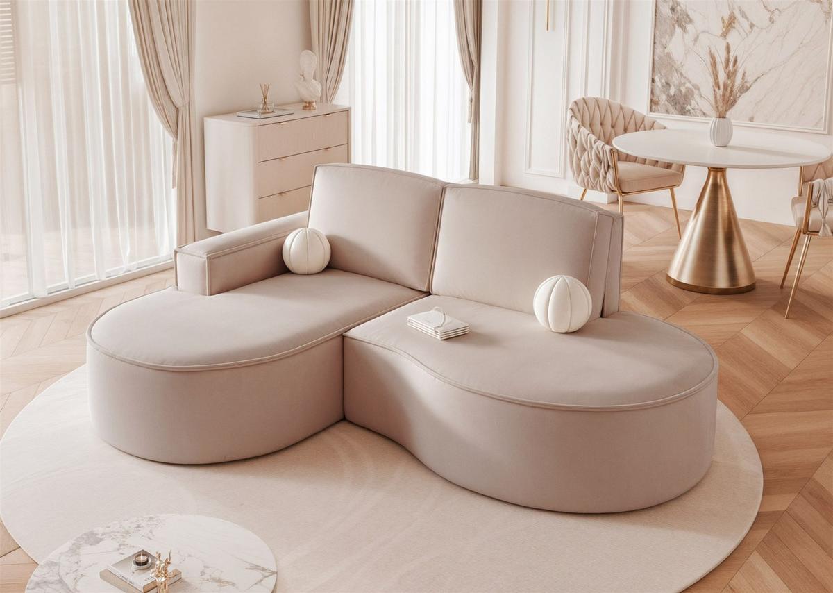 ECKSOFA Arlet In Stoff Riviera - Beige, Holzwerkstoff/Textil (277/156cm) - Fun Möbel