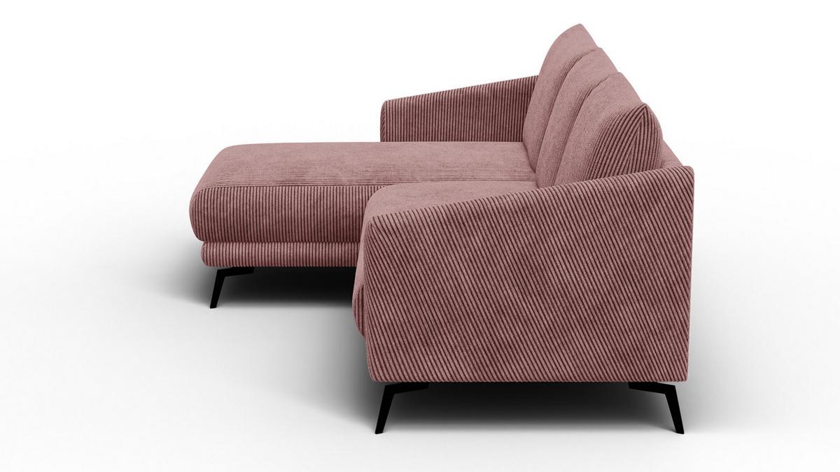 ECKSOFA VILT 3-Sitzer, altrosa - Altrosa/Schwarz, Holzwerkstoff/Textil (221/156cm) - Wozimo