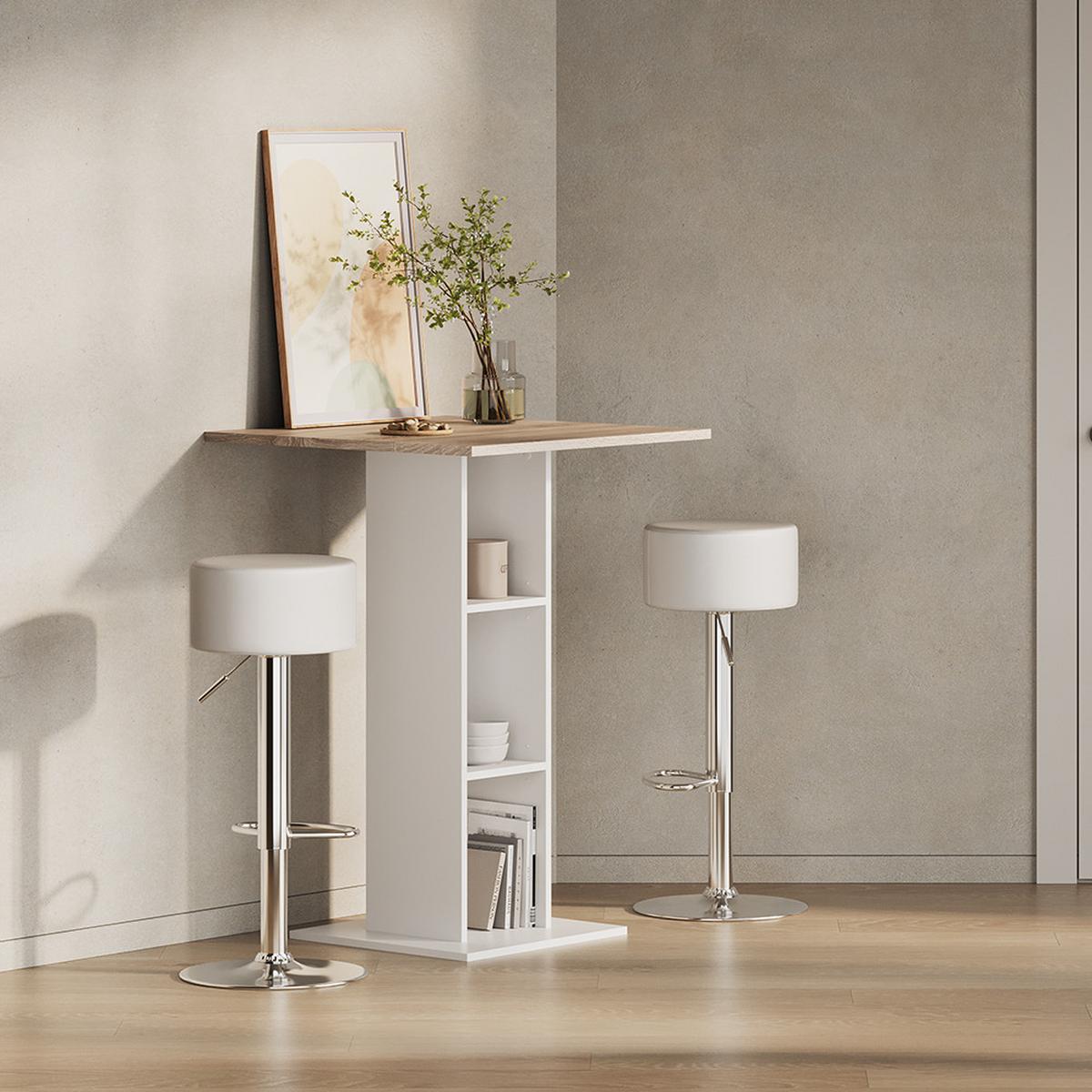 BARTISCH Regusa Weiß/Sonoma 75 x 75 cm - Weiß/Sonoma Eiche, Holzwerkstoff (75/75/106cm) - Livinity®