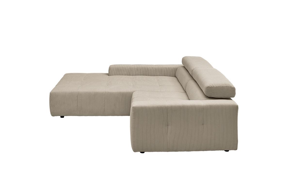 ECKSOFA MIT MOTORISCHEM SITZVORZUG RENO Beige Cord Relaxfunktion - Beige/Schwarz, Kunststoff/Textil (258/217cm) - KAWOLA
