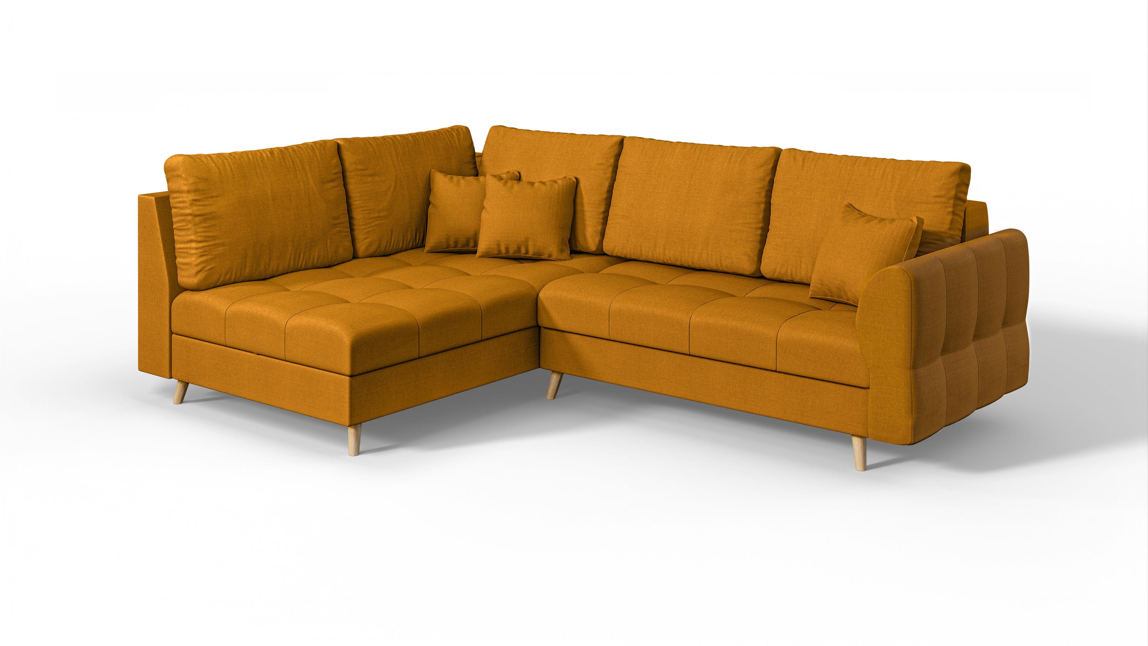 ECKSOFA Lorine Mikrofaser Gelb - Hellbraun/Anthrazit, Buchenholz/Textil (231/161cm) - S-Style Möbel
