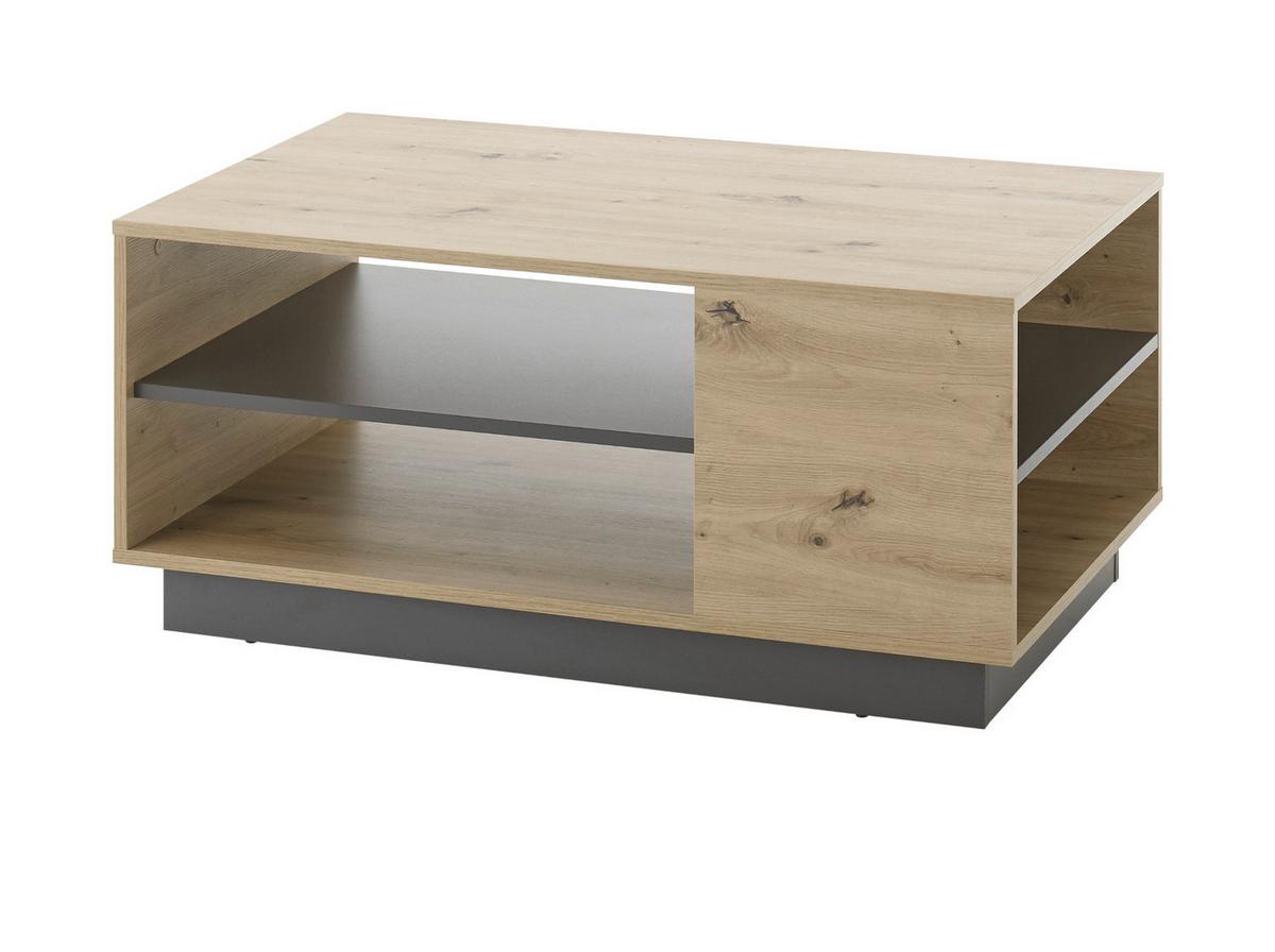 COUCHTISCH Eiche Artisan, Graphit grau 100 cm, Wohnzimmertisch mit Stauraum - Eiche Artisan/Grau, Holzwerkstoff/Metall (100/60/46cm) - Furn.Design