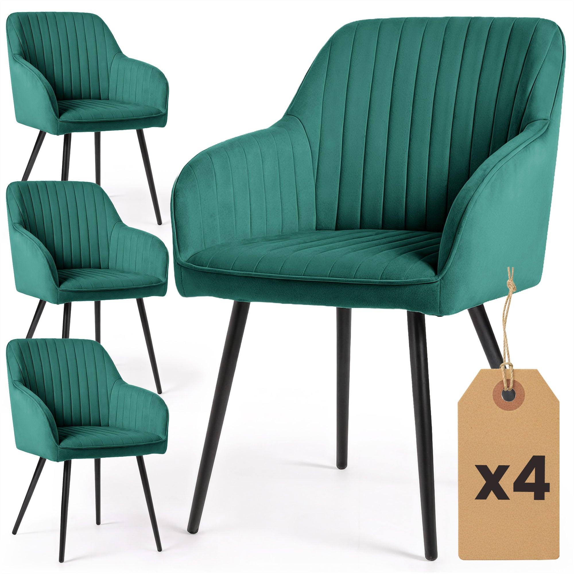 POLSTERSTUHL 4er Set, Metallbeine Grün, Schwarz 54,5/82/58 - Schwarz/Grün, Textil (55/82/52cm) - RAUMHIRSCH FURNITURE