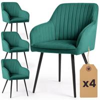 POLSTERSTUHL 4er Set, Metallbeine Grün, Schwarz 54,5/82/58 - Schwarz/Grün, Textil (55/82/52cm) - RAUMHIRSCH FURNITURE
