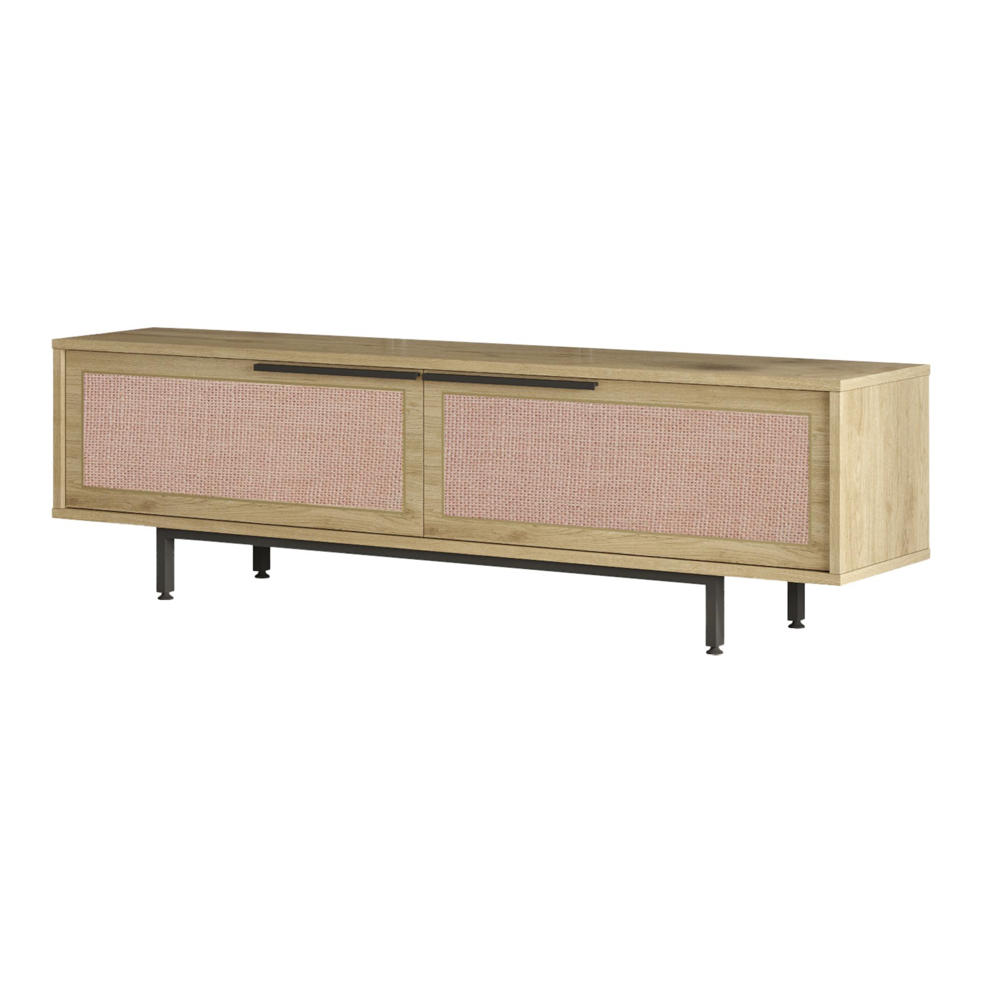 TV-ELEMENT Kvænangen - Eichefarben/Schwarz, Holzwerkstoff/Metall (160/45/35.5cm) - [en.casa]