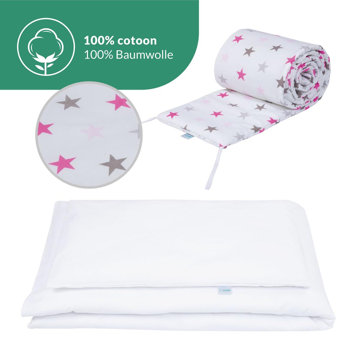 BABYBETT GREY, 7in1 mit Matratze - Pink/Grau, Holz (73/123cm) - waldin