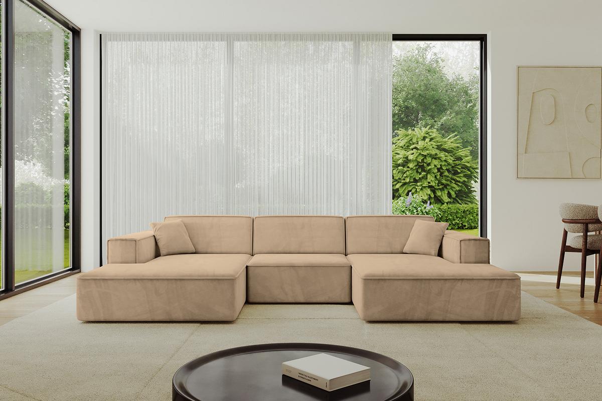 WOHNLANDSCHAFT IREA-U1-v4 - 303x171x79 cm Beige - Beige, Holzwerkstoff/Textil (303/79/171cm) - ALTDECOR