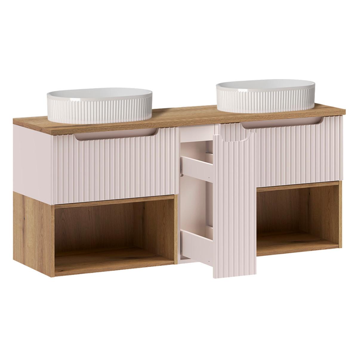 DOPPELWASCHTISCH 140.4cm Riva Kaschmir - Beige, Holzwerkstoff (140.4/60/40cm) - Petits-meubles