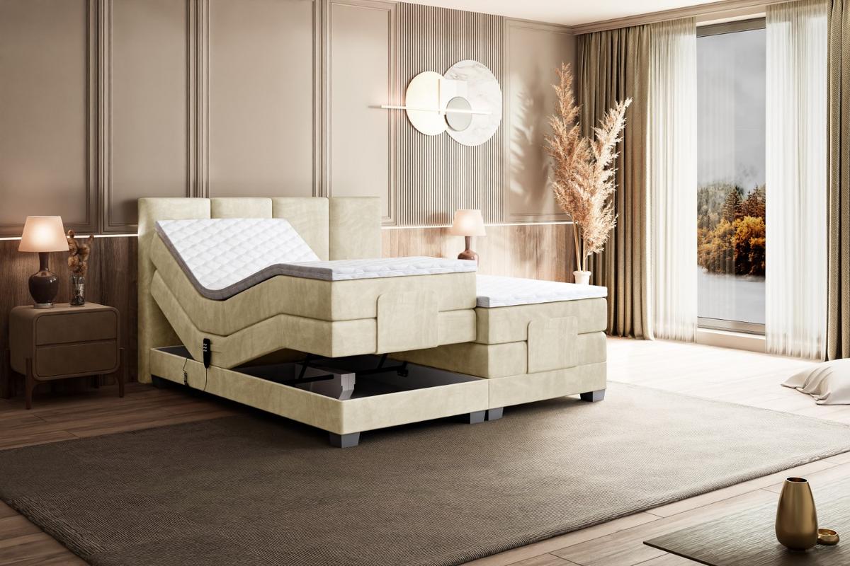BOXSPRINGBETT elektrisch verstellbar mit 2 Matratzen H4/Taschenfederung ROKS EL 140 x 200 Beige - Beige, Holzwerkstoff (147/200cm) - ALTDECOR