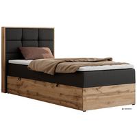 BOXBETT ALBERO 1 90/200 - Schwarz Kunstleder - Topper T25 - H4 - Links - Schwarz, Kunststoff/Textil (90/200cm) - MKS
