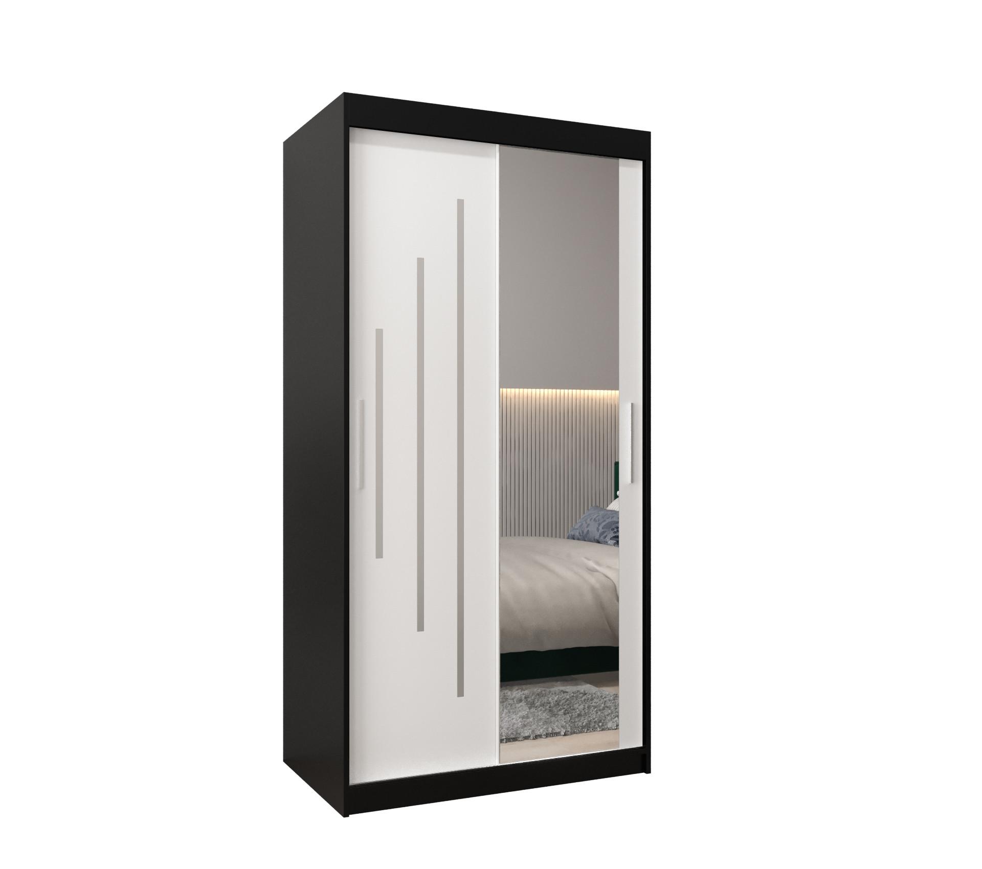 SCHWEBETÜRENSCHRANK 200/100/62 2-türig - Silberfarben/Schwarz, Holz/Kunststoff (100/200/62cm) - Abiks Möbel
