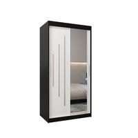 SCHWEBETÜRENSCHRANK 200/100/62 2-türig - Silberfarben/Schwarz, Holz/Kunststoff (100/200/62cm) - Abiks Möbel