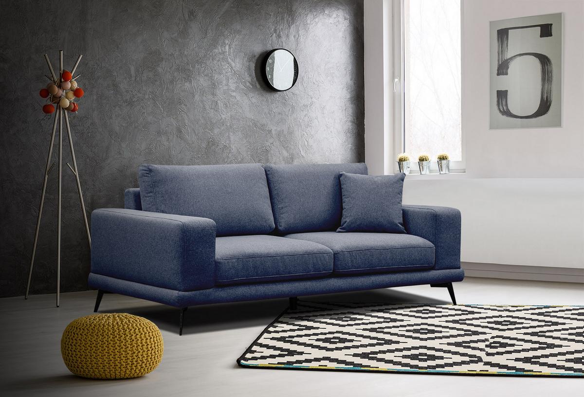 SOFA MEDIOLANE 2,5-Sitzer, dunkelblau - Dunkelblau, Holzwerkstoff/Textil (203/87/96cm) - Wozimo