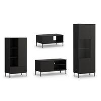 WOHNWAND Queba 1 Schwarz 240/190/60 cm Funktional Modern - Schwarz, Holzwerkstoff/Kunststoff (240/190/60cm) - AX Living