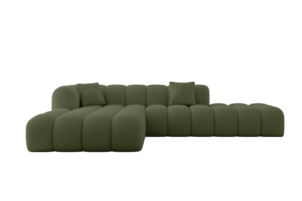 ECKSOFA Ottomane Links OLEA-L2 - 289x176x71 cm Grün - Platinfarben/Schwarz, Holzwerkstoff/Kunststoff (190/309cm) - ALTDECOR