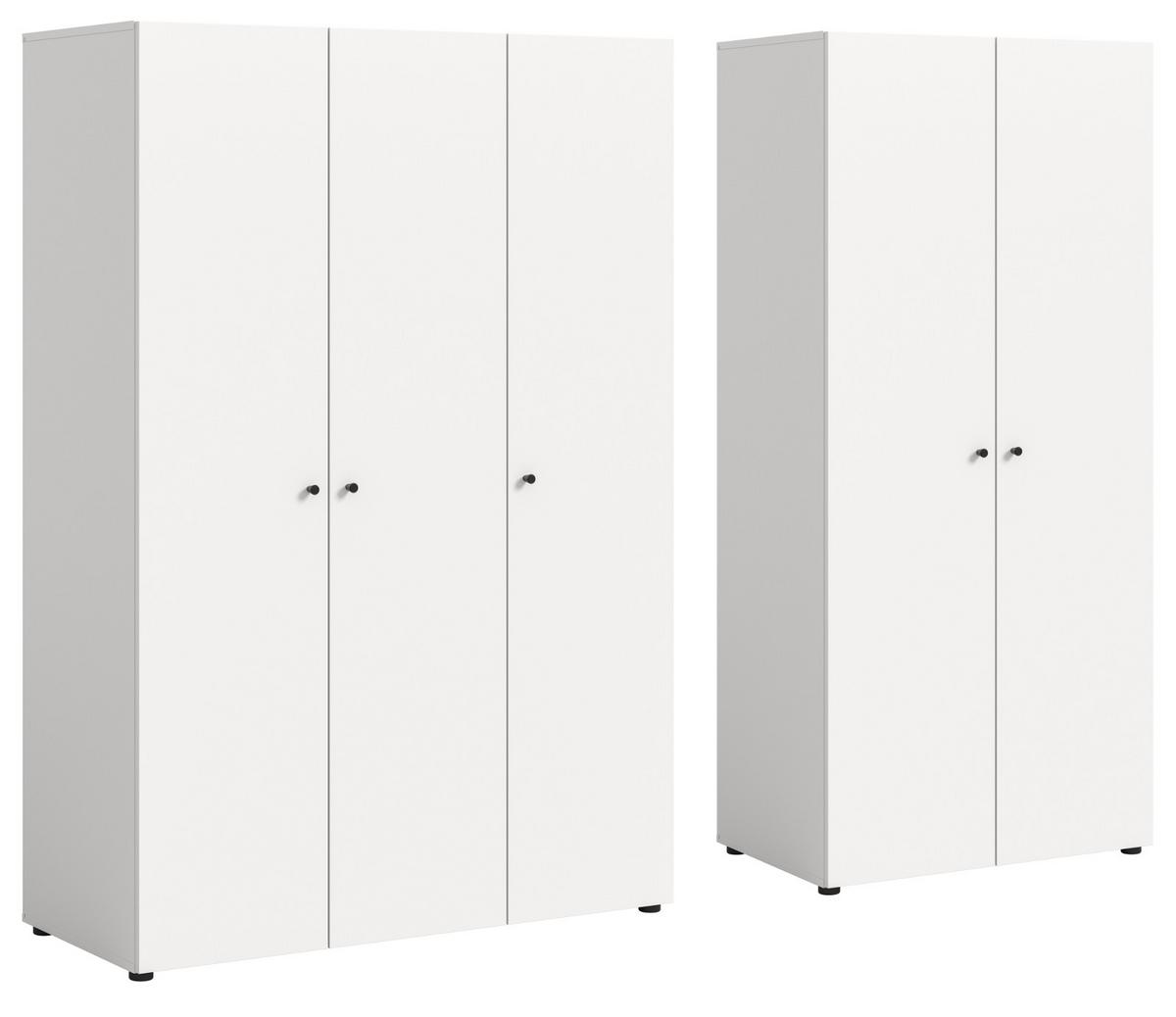 KLEIDERSCHRANK weiß 5-türig 200 cm, Drehtürenschrank mit Kleiderstangen - Schwarz/Weiß, Holzwerkstoff/Kunststoff (200/176/51cm) - Inn.Furn