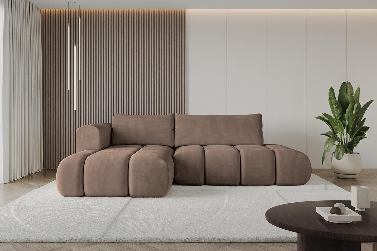 ECKSOFA Ottomane Links CLOUD-L 280x185x90 Braun Velours - Braun, Holzwerkstoff/Kunststoff (180/289cm) - ALTDECOR
