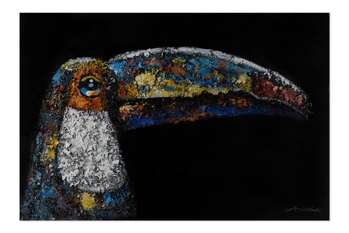 ACRYLBILD HANDGEMALT 90/60 cm - Schwarz, Holz/Textil (90/60cm) - KUNSTLOFT