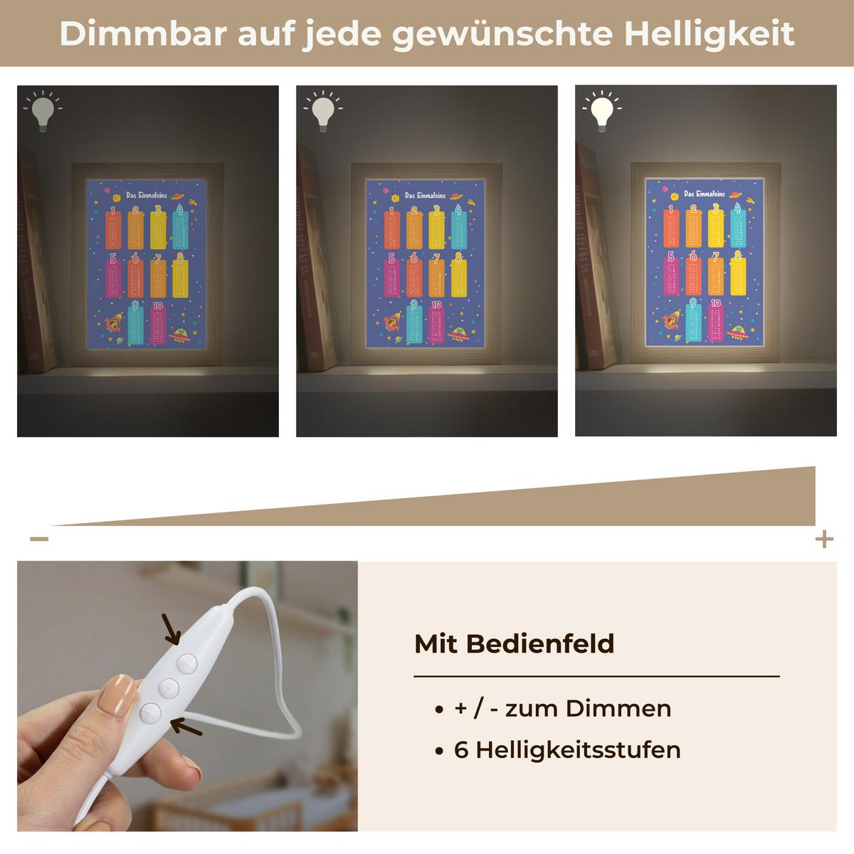 NACHTTISCHLAMPE Pädagogisch - Rechnen lernen - Raum - Einmaleins 15x20 cm - Dunkelblau, Holzwerkstoff (8/15/20cm) - OnlyWow