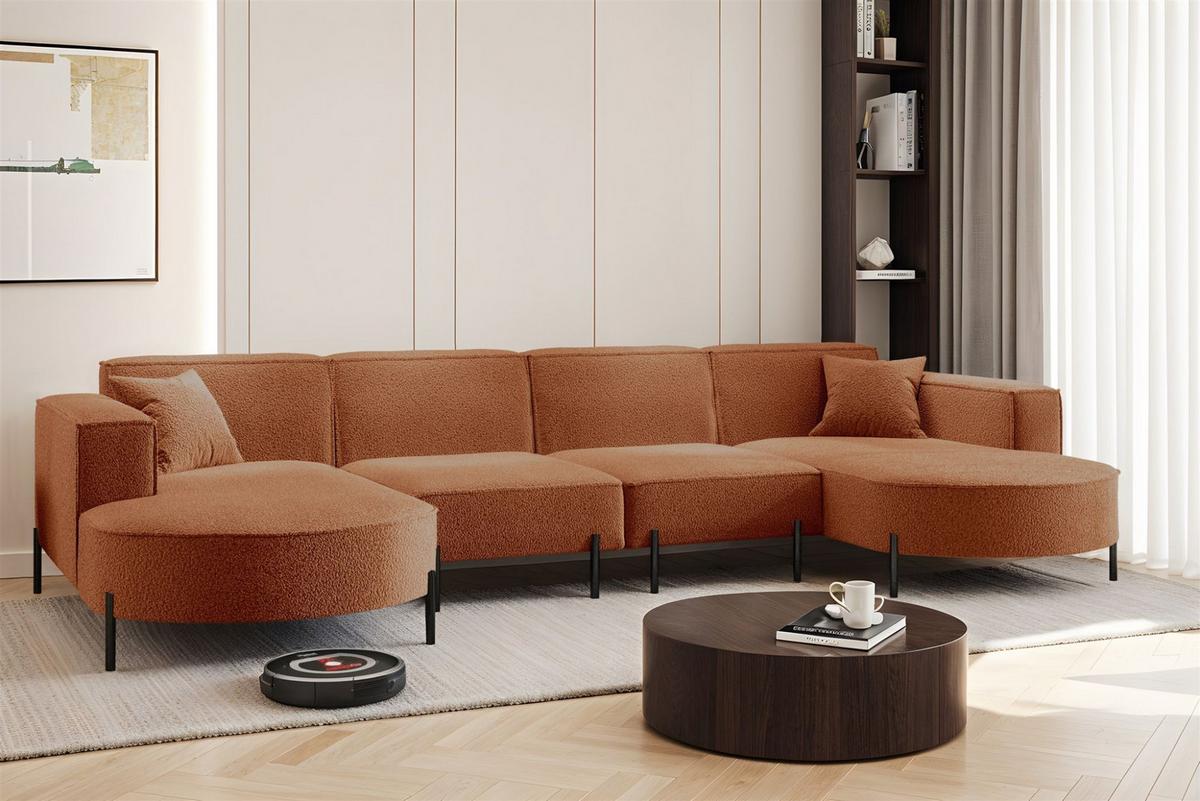 WOHNLANDSCHAFT Valencia Xl - Kupferfarben, Holzwerkstoff/Textil (384/80/165cm) - Fun Möbel
