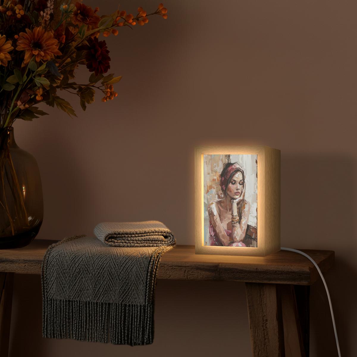 WANDLEUCHTE Frau - Lackierung - Porträt - Modern 15x20 cm - Braun, Holzwerkstoff (15/20/8cm) - OnlyWow