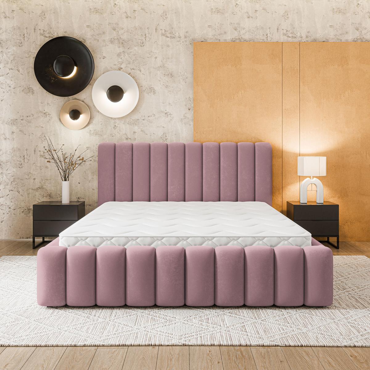 POLSTERBETT DINESE 200x200 cm mit Bettkästen - Rosa - Pink, Holz (200/200cm) - MASSENO