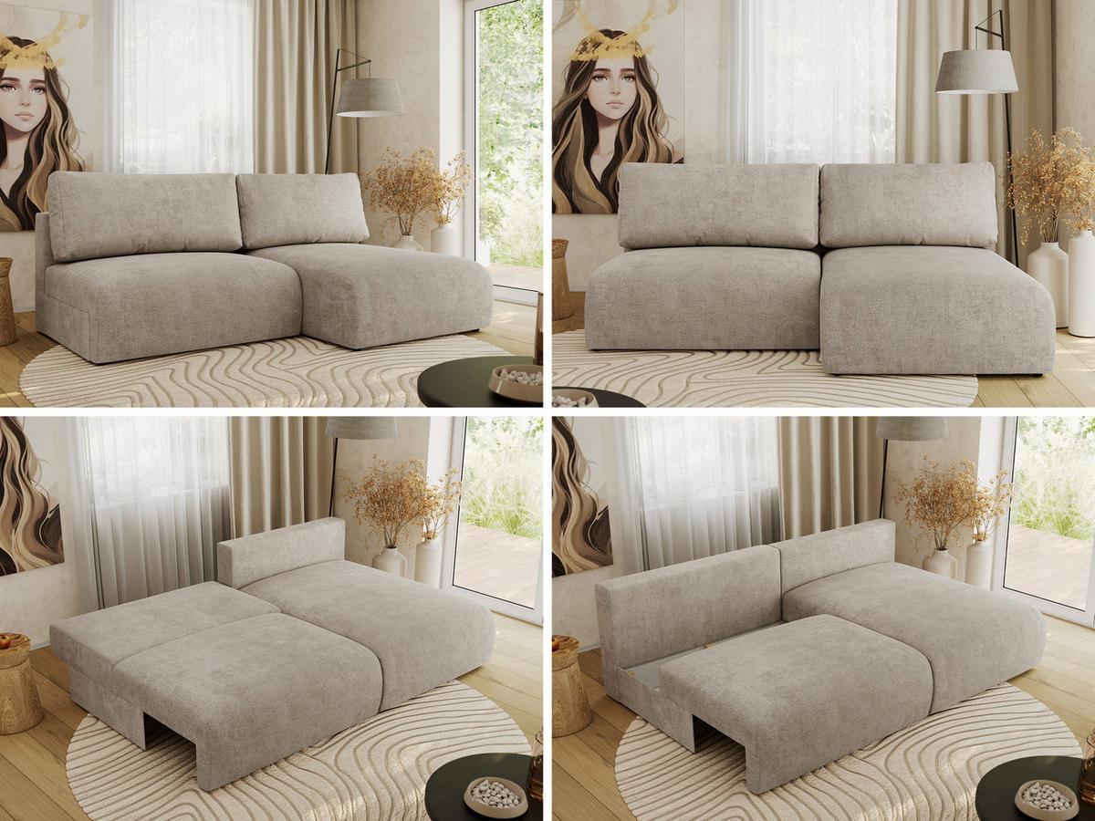 ECKSCHLAFSOFA VIVO L Beige Struktur - rechts - Beige/Schwarz, Kunststoff/Textil (150/223cm) - MKS