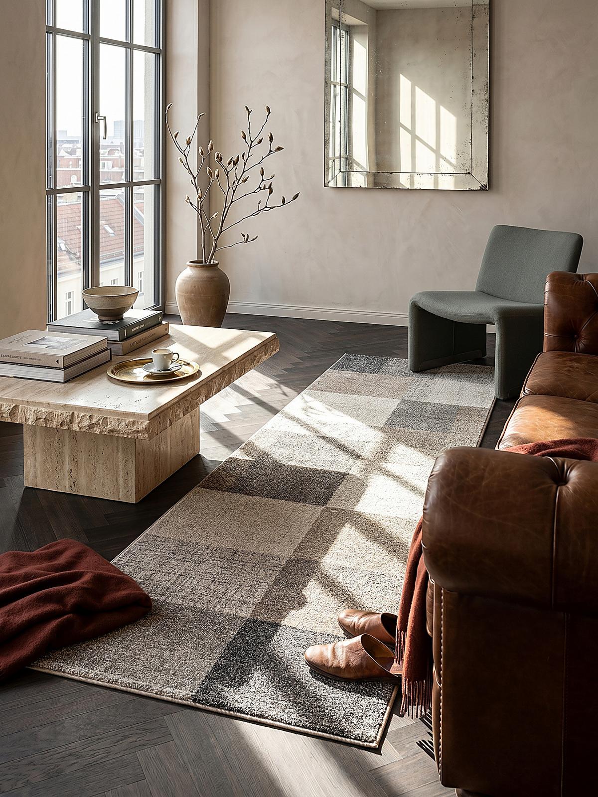 TEPPICH Niederflor Patchwork THUR Polypropylen Grau 80 x 140 cm - Beige, Textil (80/140cm) - KADIMA DESIGN