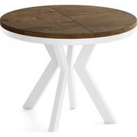 ESSTISCH Savio Weiß Neo rund ausziehbar verlängerbar, Eiche Braun Rustikal 90-190/90/77 cm - Alteiche/Weiß, Holz/Holzwerkstoff (90/190/77cm) - WFL GROUP