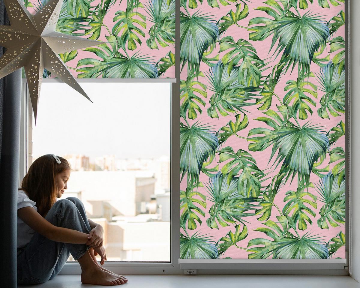 INNENROLLO - Fensterrollo - Rollo - 80x180 cm - Tropische Blattsorten - Grün, Kunststoff (80/180/0.5cm) - TULUP