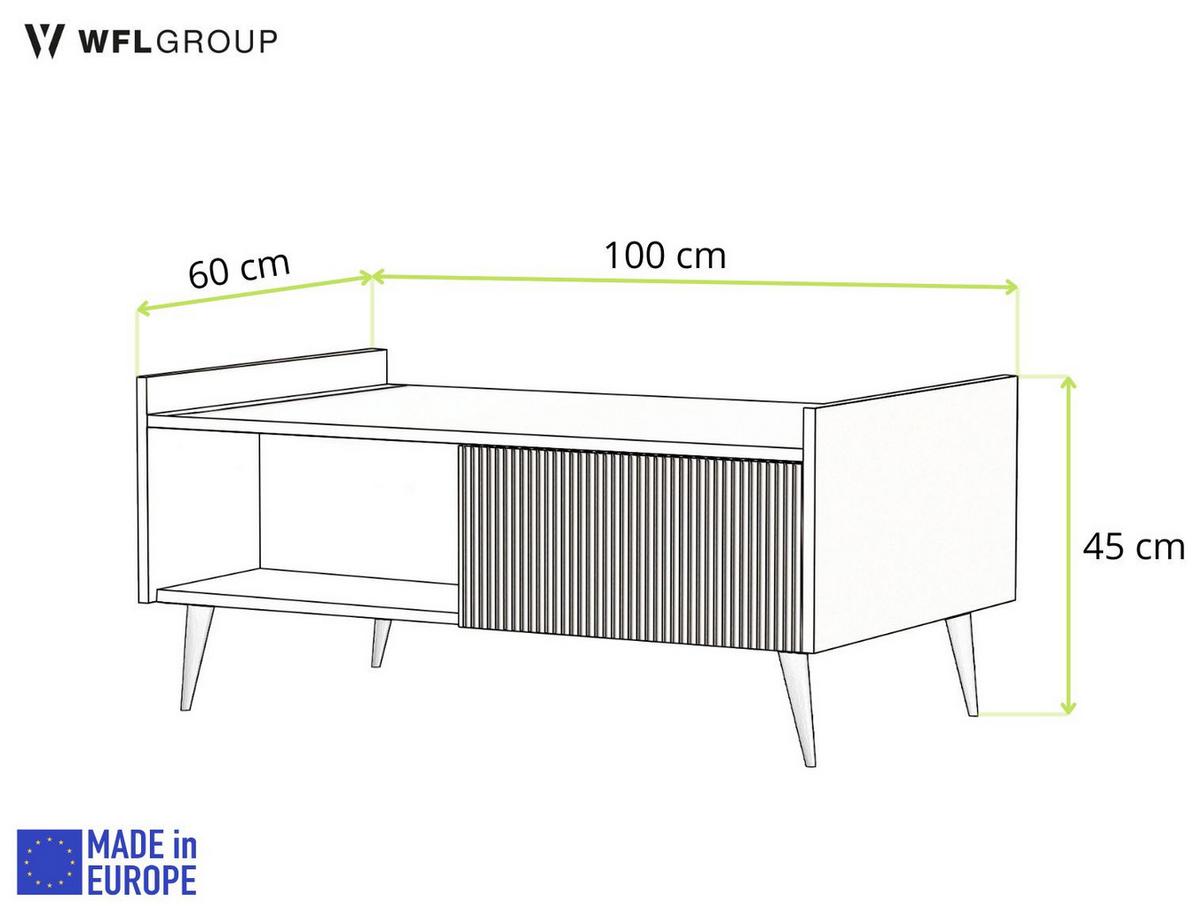 COUCHTISCH Arysa Braun Walnuss Holzoptik 100/45/60 cm - Walnussfarben/Schwarz, Holzwerkstoff/Metall (60/100/45cm) - WFL GROUP
