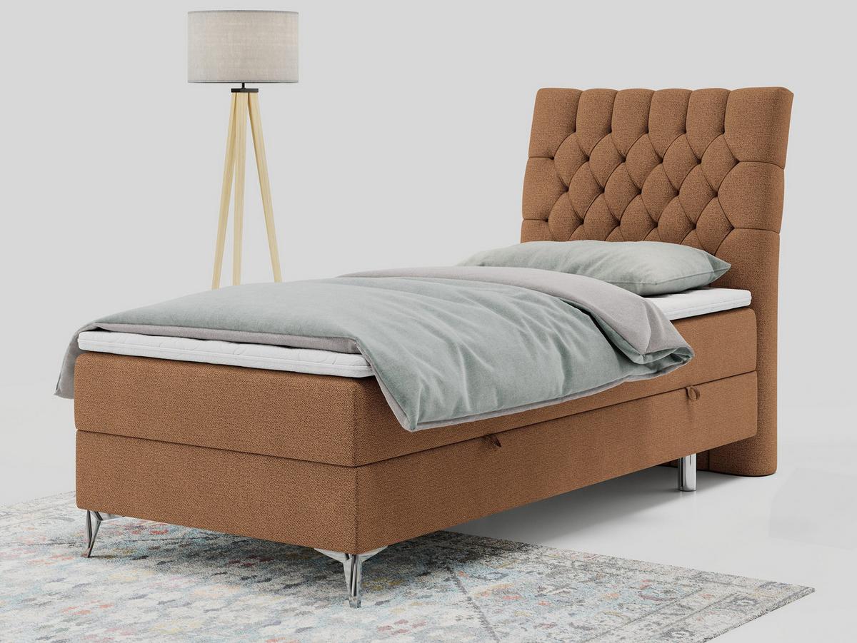 BOXBETT MILEN 90/200 Orange Struktur - H3 - Rechts Seite - Orange, Holz/Textil (90/200cm) - MKS