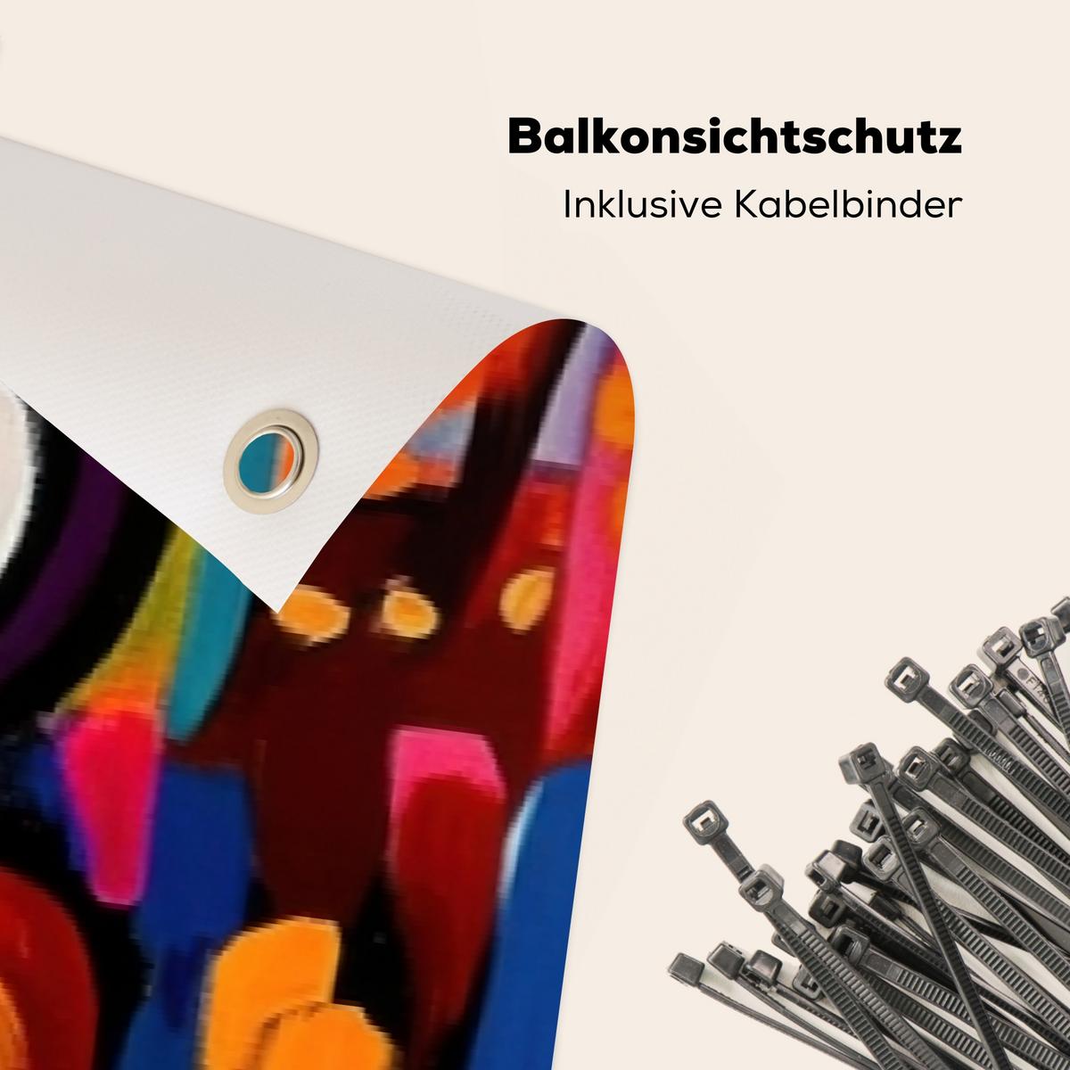 BALKON-SICHTSCHUTZ Abstrakt - Gesicht - Farbenfroh Groß 500x80 cm - Multicolor, Kunststoff (500/80cm) - MuchoWow