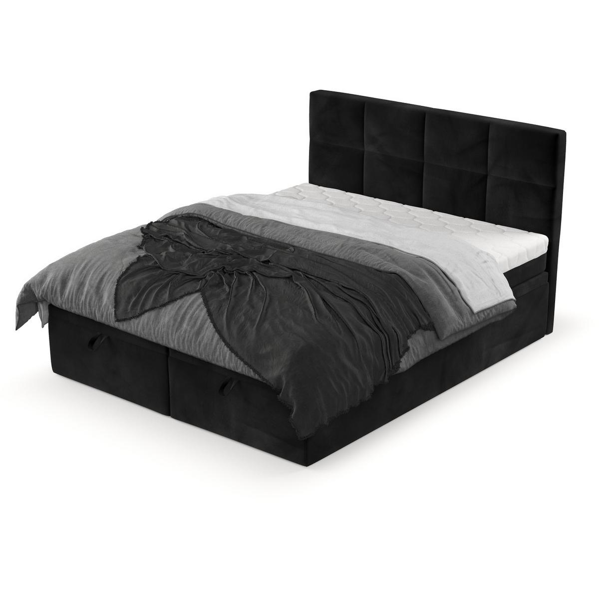 BOXBETT Tessa 180/200 cm Schwarz im Kronos Stoff - Schwarz, Holz/Holzwerkstoff (180/200cm) - AltaBeds