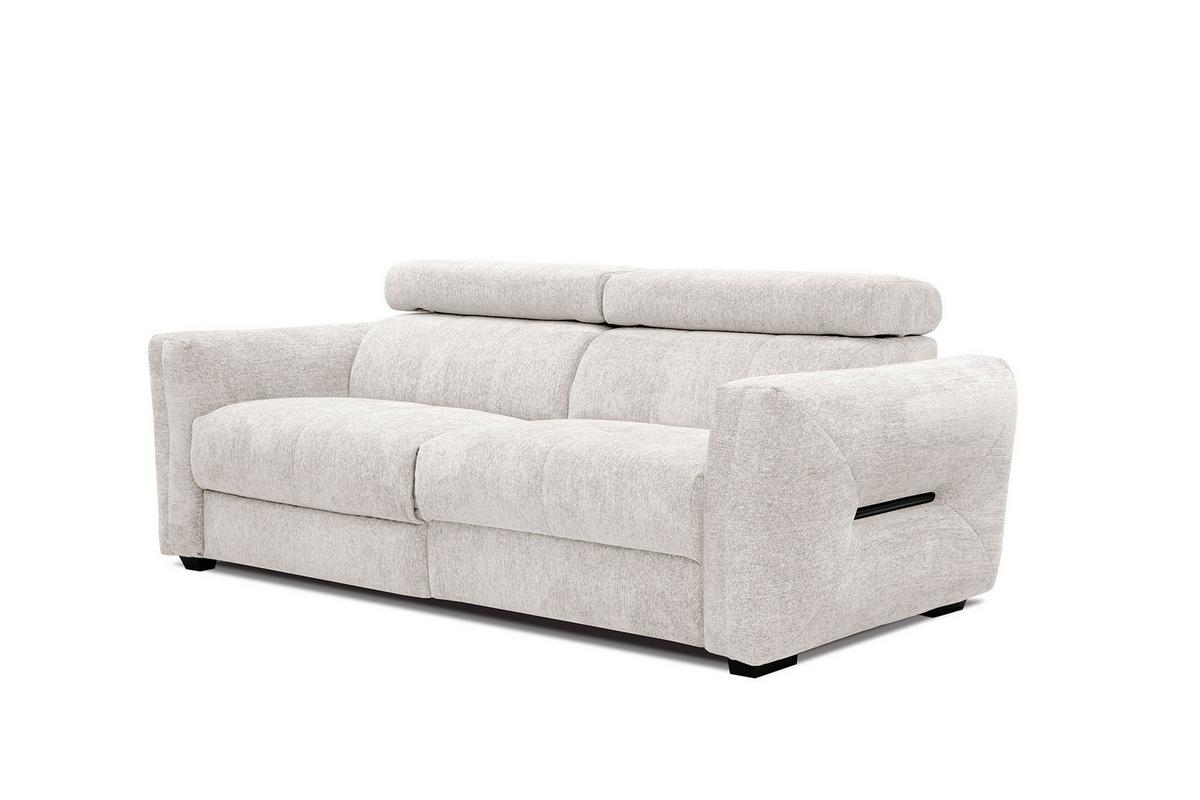 SOFA CALVERA 3-Sitzer mit 1 Relaxfunktion, weiß - Weiß, Holzwerkstoff/Textil (204/79/106cm) - Wozimo