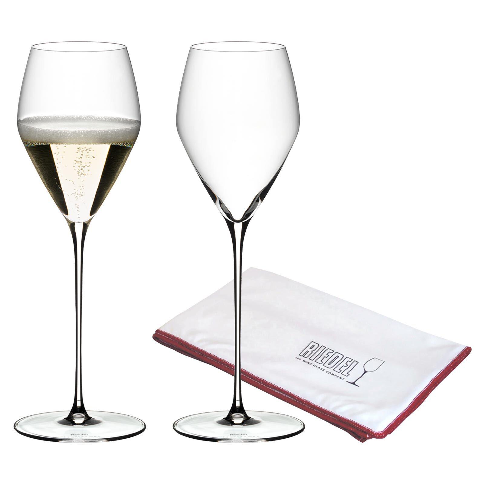 CHAMPAGNER GLÄSER + POLIERTUCH Veloce transparent 327 ml 2er Set - Transparent, Glas (0.33L) - Riedel