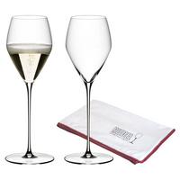 CHAMPAGNER GLÄSER + POLIERTUCH Veloce transparent 327 ml 2er Set - Transparent, Glas (0.33L) - Riedel