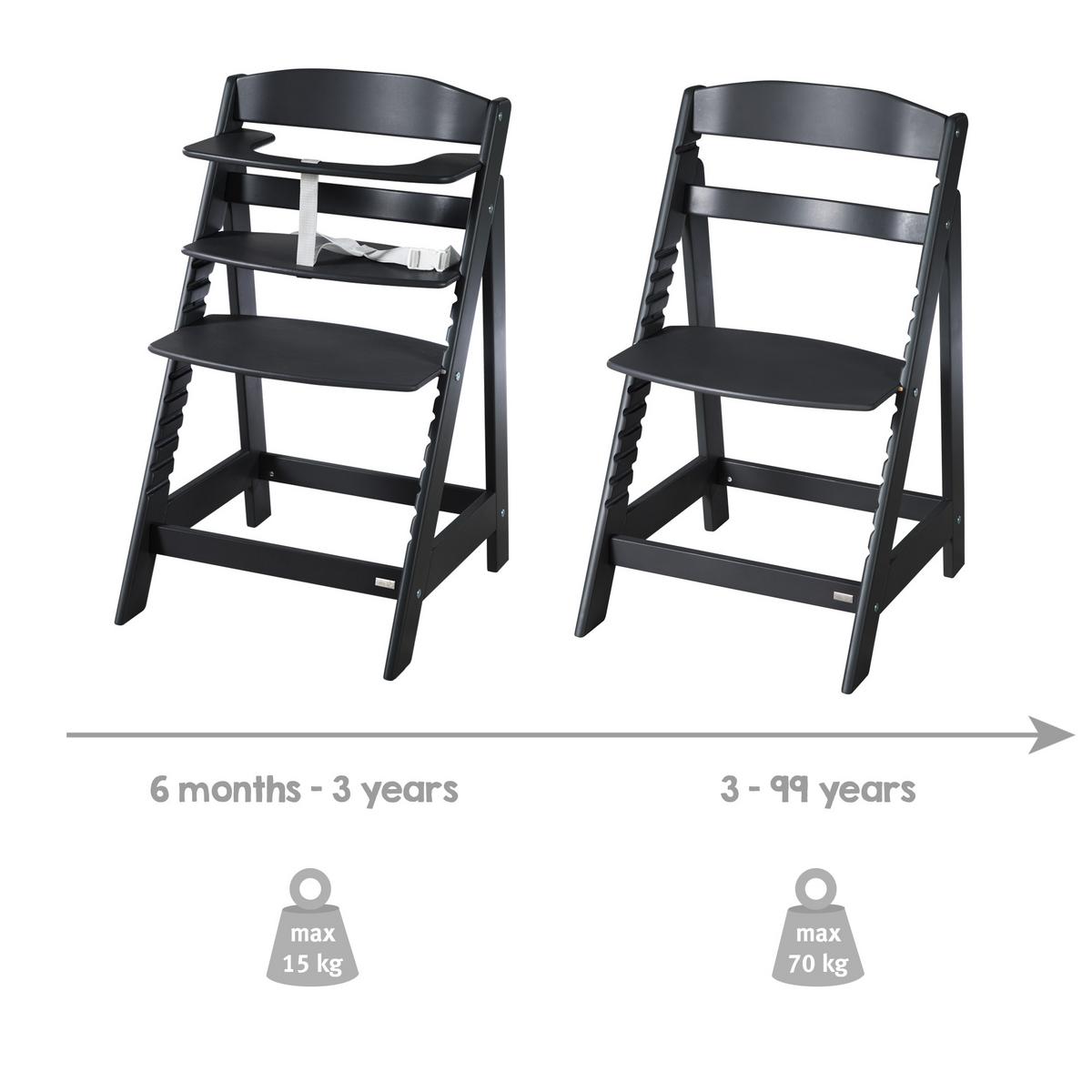 KINDERHOCHSTUHL Sit Up Flex Schwarz - Schwarz, Holzwerkstoff (44.5/80/54cm) - Roba