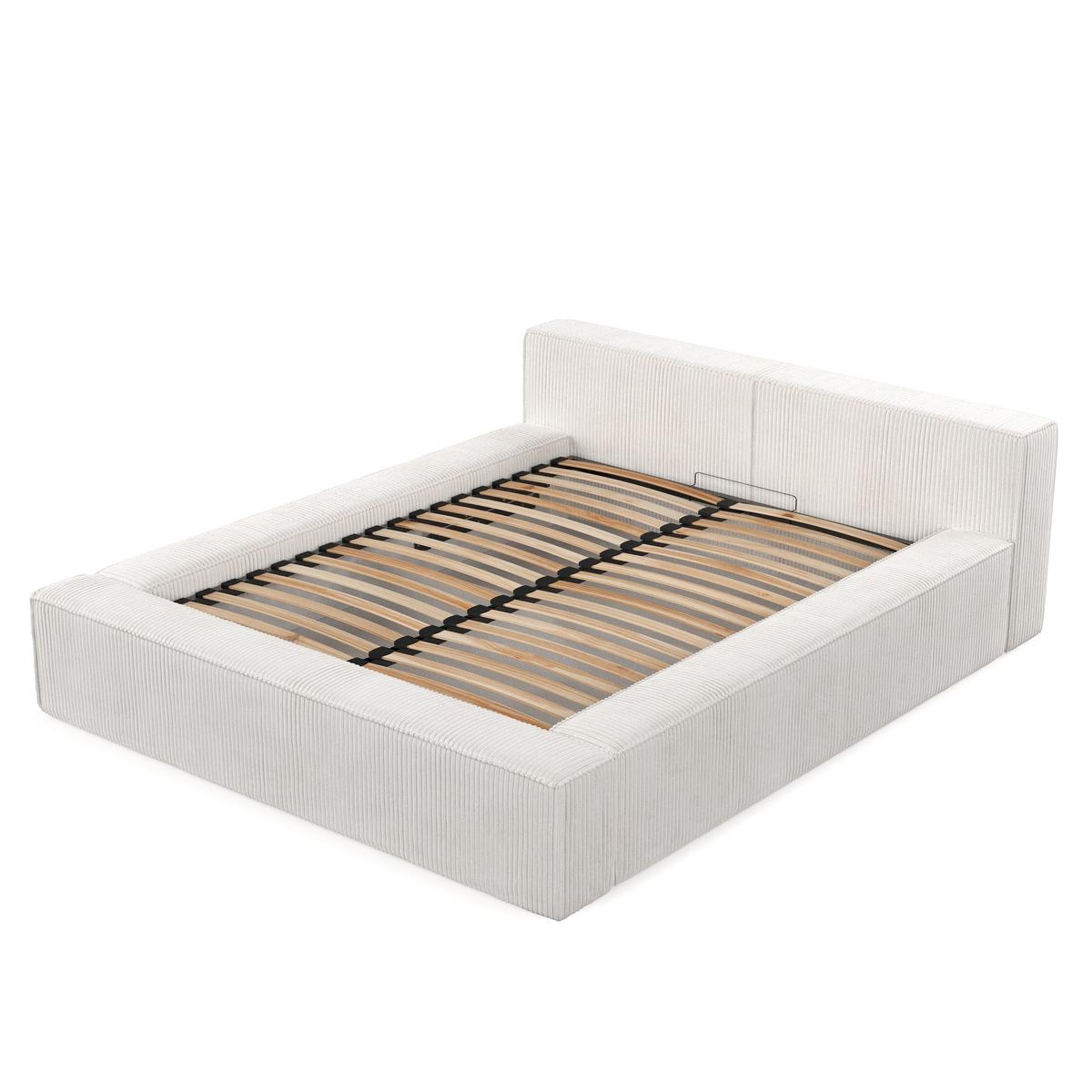 POLSTERBETT Casto mit Stauraum 200/200 cm Creme im Poso Stoff - Creme/Schwarz, Holz/Holzwerkstoff (200/200cm) - AltaBeds
