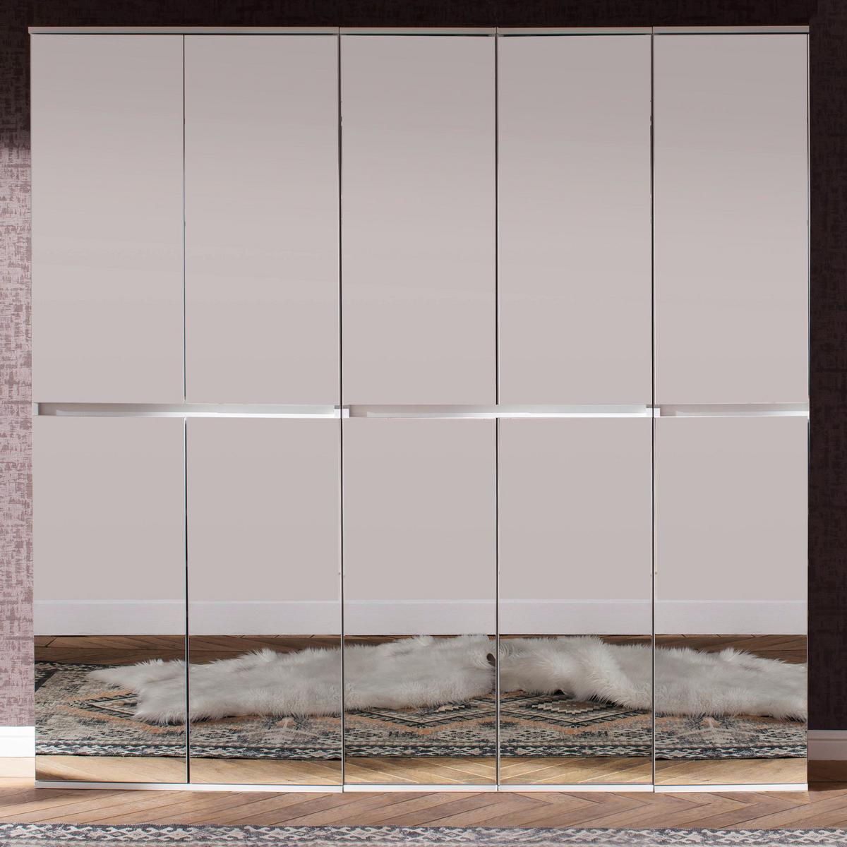 GARDEROBENSCHRANK weiß 185 x 191 cm, Schuhschrank mit Spiegeltüren - Weiß, Glas/Holzwerkstoff (185/191/34cm) - Top.Furn