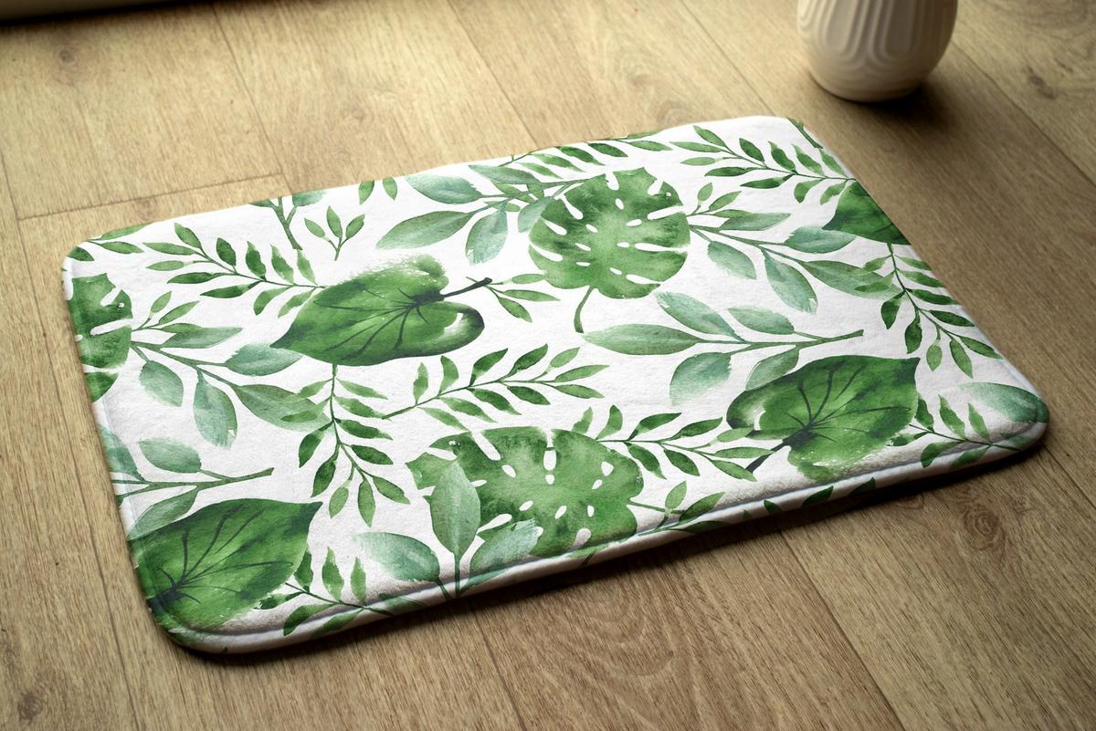 BADTEPPICH 75x45 cm Monstera-Blätter - Grün, Textil (75/45cm) - TULUP