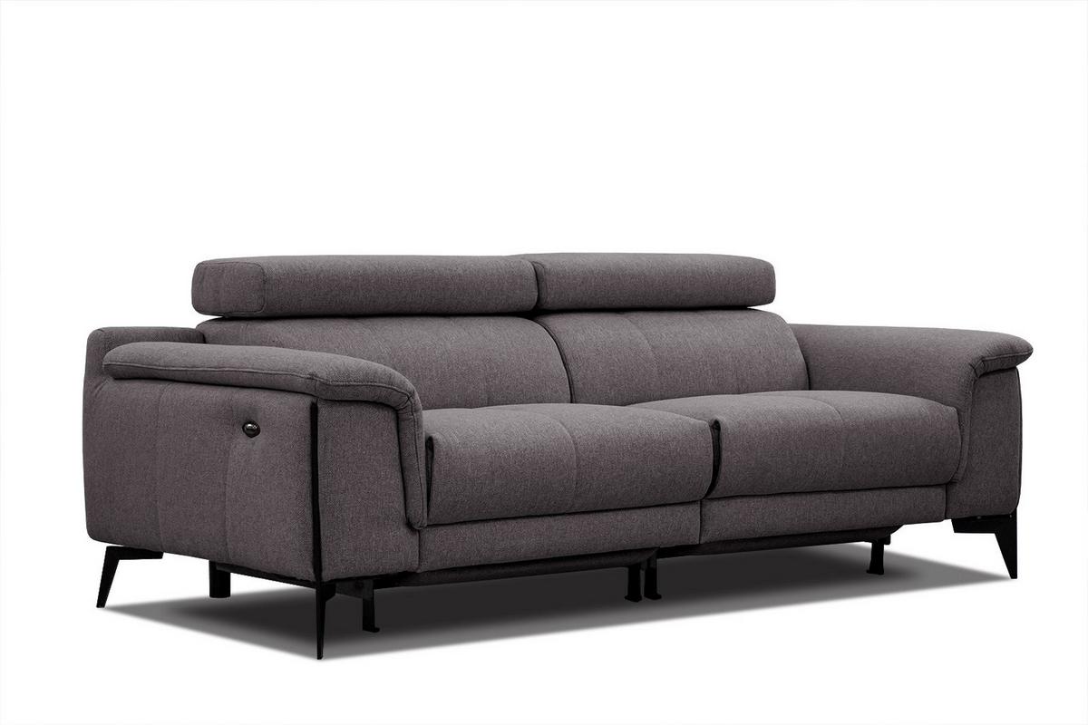 RELAXSOFA MATERA 3-Sitzer mit 2 Relaxfunktionen, graphitfarben - Graphitfarben/Schwarz, Holzwerkstoff/Textil (212/82/103cm) - Wozimo