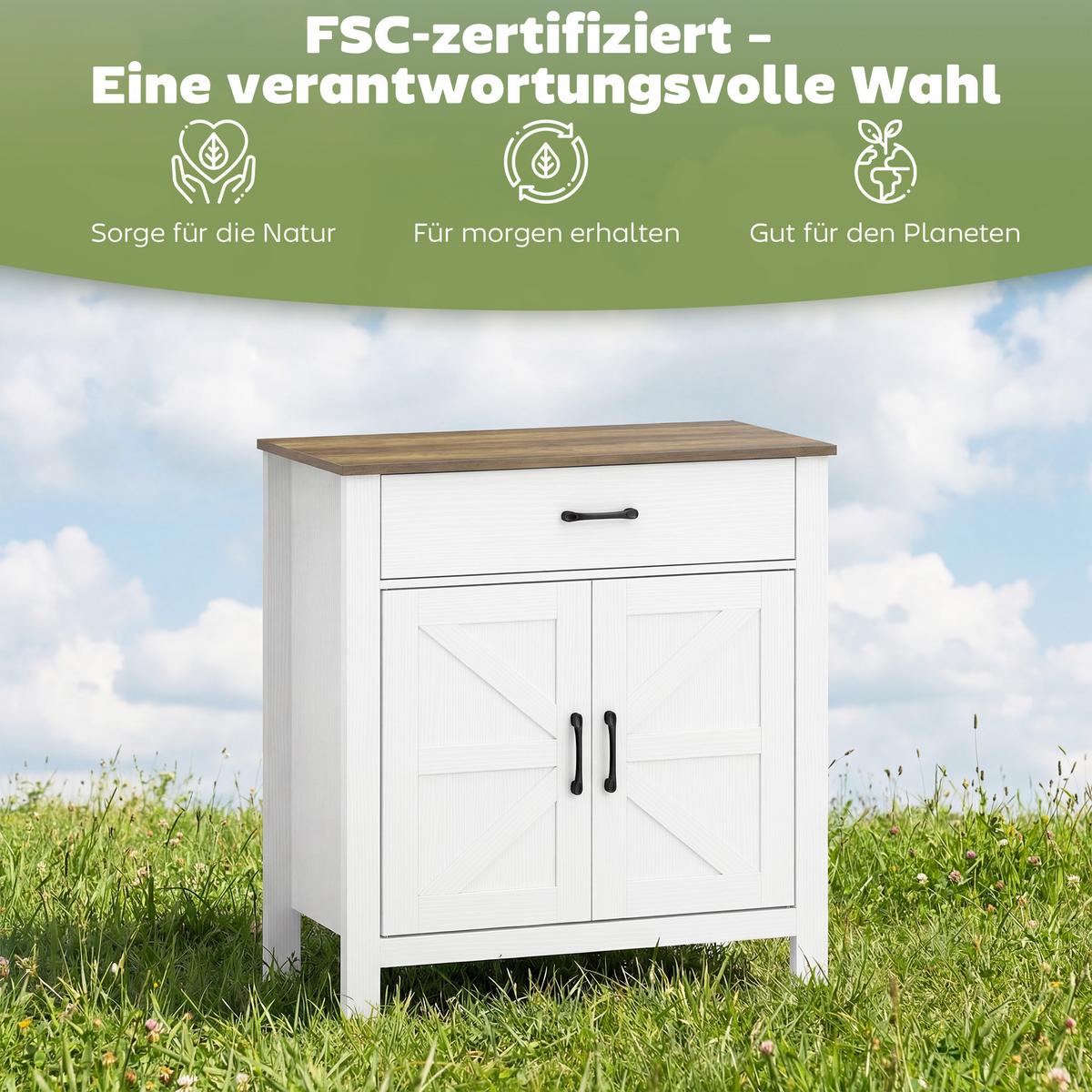 SIDEBOARD Spanplatte 77/40/82 cm Weiß - Weiß, Holzwerkstoff (39.3/81.5/77cm) - HOMCOM