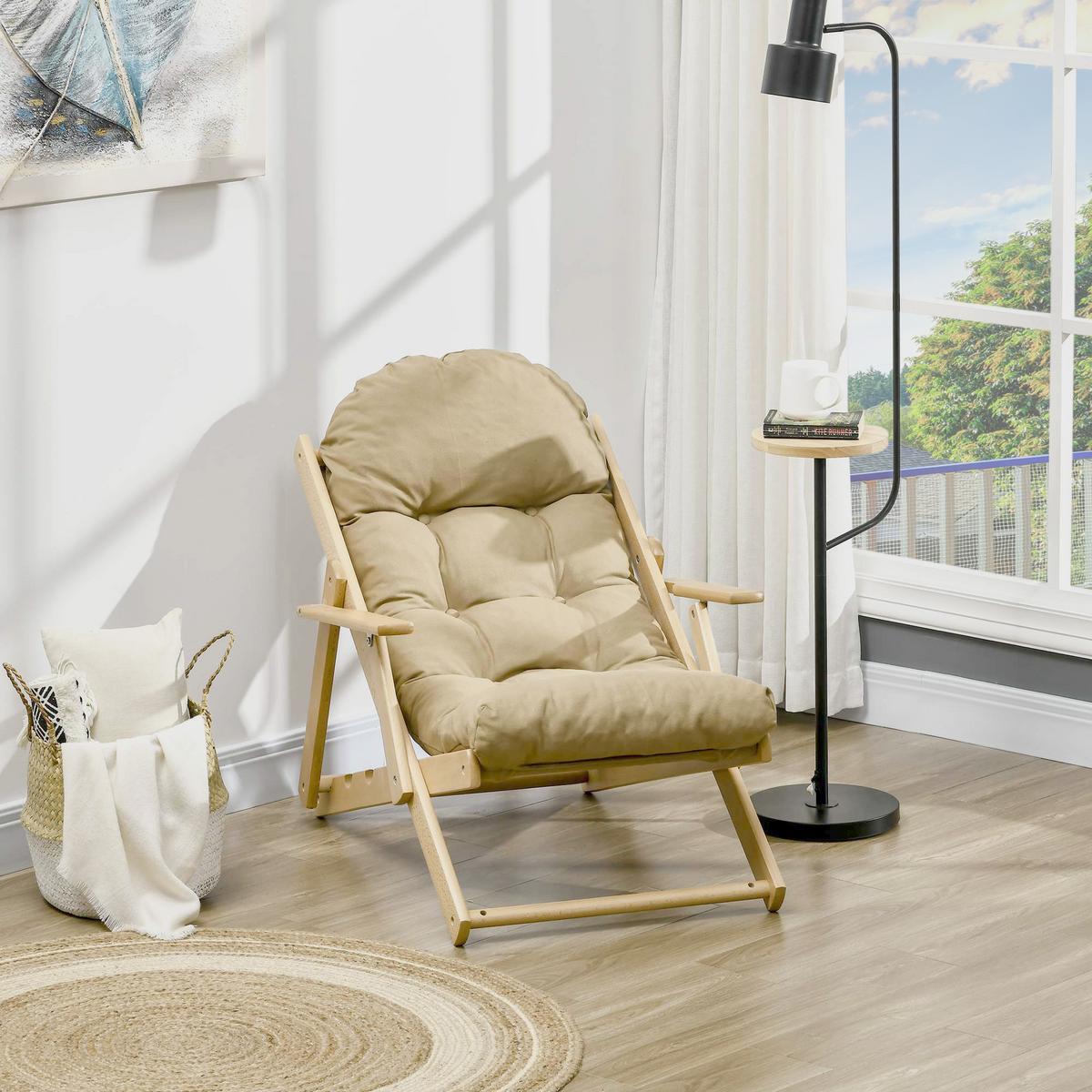 RELAXSESSEL Klappbar Polstersessel, Ruhesessel, Relaxstuhl, Esszimmerstuhl Braun - Braun, Textil (89/96/71cm) - HOMCOM